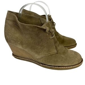 J CREW MACALISTER Wedge Boots Ankle Booties Genuine Leather Suede Shoes sz 8